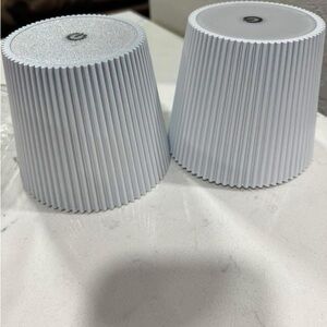 White Ribbed Bottle Lamp Rechargeable LED Set